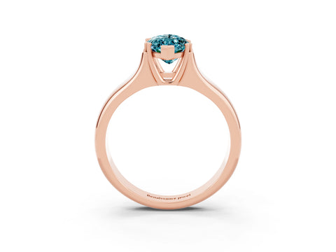Rose gold Marquise Cut Blue Topaz Solitaire Ring with Wide Band and Prong Setting_3