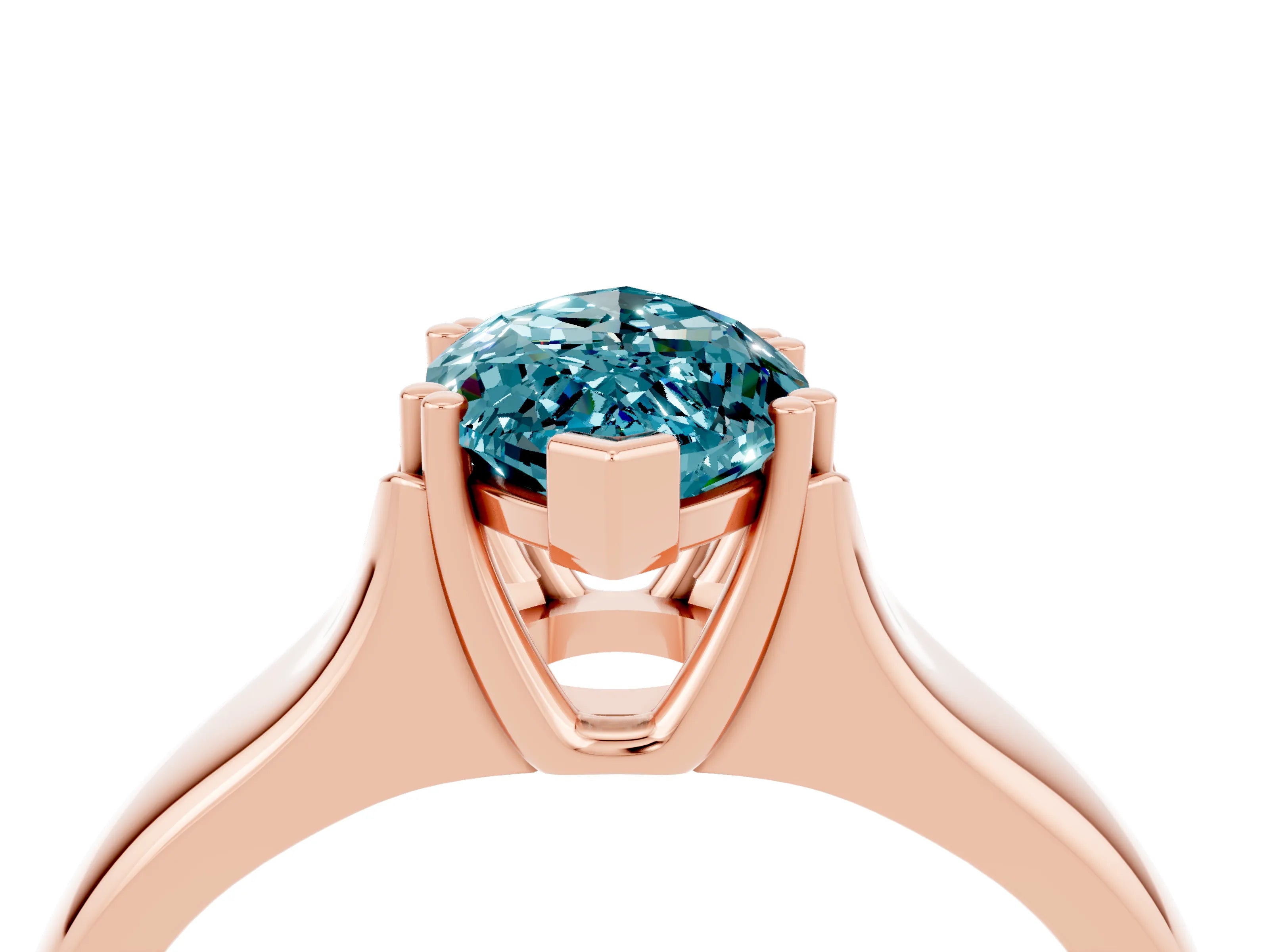 Rose gold Marquise Cut Blue Topaz Solitaire Ring with Wide Band and Prong Setting_4