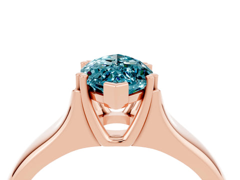 Rose gold Marquise Cut Blue Topaz Solitaire Ring with Wide Band and Prong Setting_4