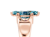 Rose gold Marquise Cut Blue Topaz Solitaire Ring with Wide Band and Prong Setting_5
