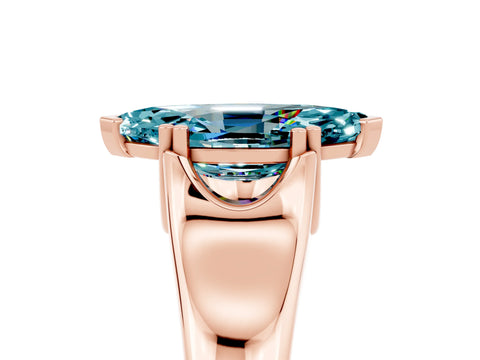 Rose gold Marquise Cut Blue Topaz Solitaire Ring with Wide Band and Prong Setting_5
