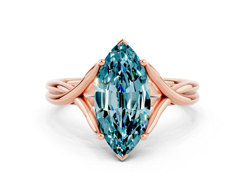 Rose gold Marquise Cut Blue Topaz Solitaire Twist Band Prong Setting Ring_60