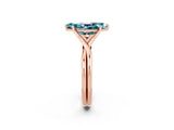 Rose gold Marquise Cut Blue Topaz Solitaire Twist Band Prong Setting Ring_62