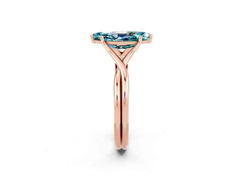 Rose gold Marquise Cut Blue Topaz Solitaire Twist Band Prong Setting Ring_62