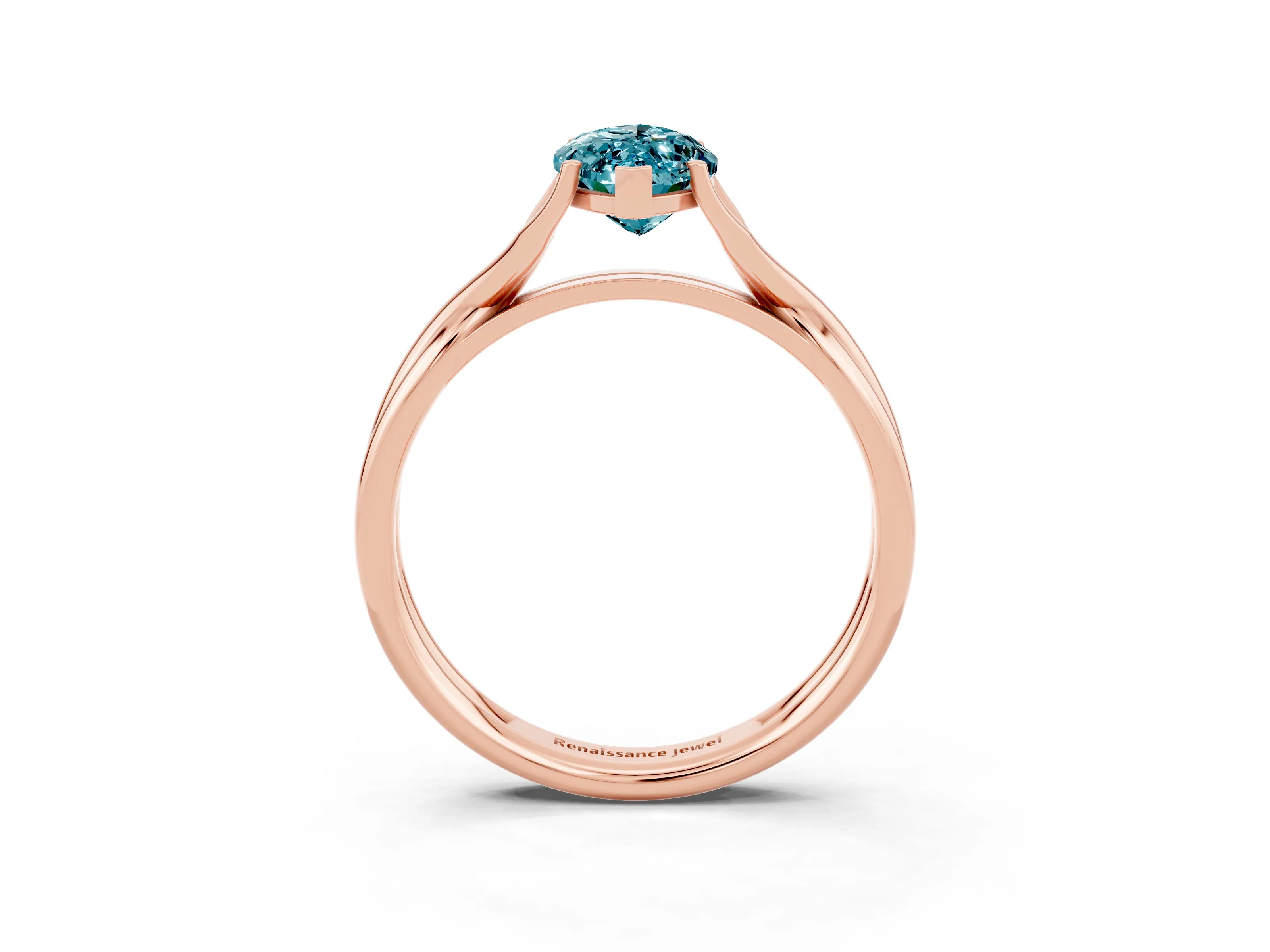 Rose gold Marquise Cut Blue Topaz Solitaire Twist Band Prong Setting Ring_63