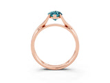 Rose gold Marquise Cut Blue Topaz Solitaire Twist Band Prong Setting Ring_63