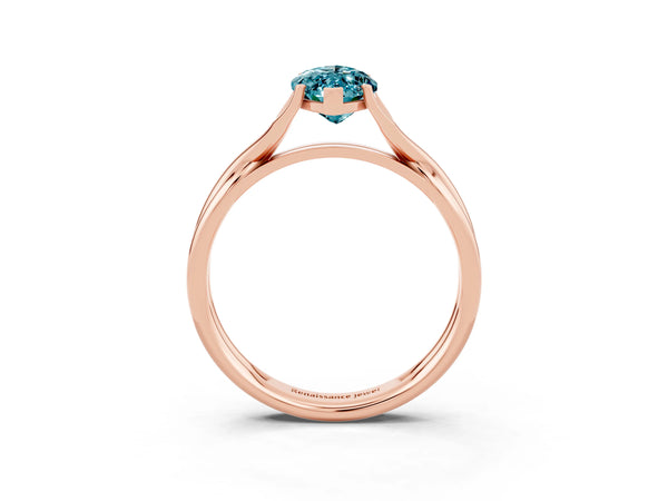Rose gold Marquise Cut Blue Topaz Solitaire Twist Band Prong Setting Ring