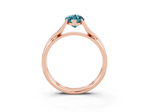Rose gold Marquise Cut Blue Topaz Solitaire Twist Band Prong Setting Ring_63