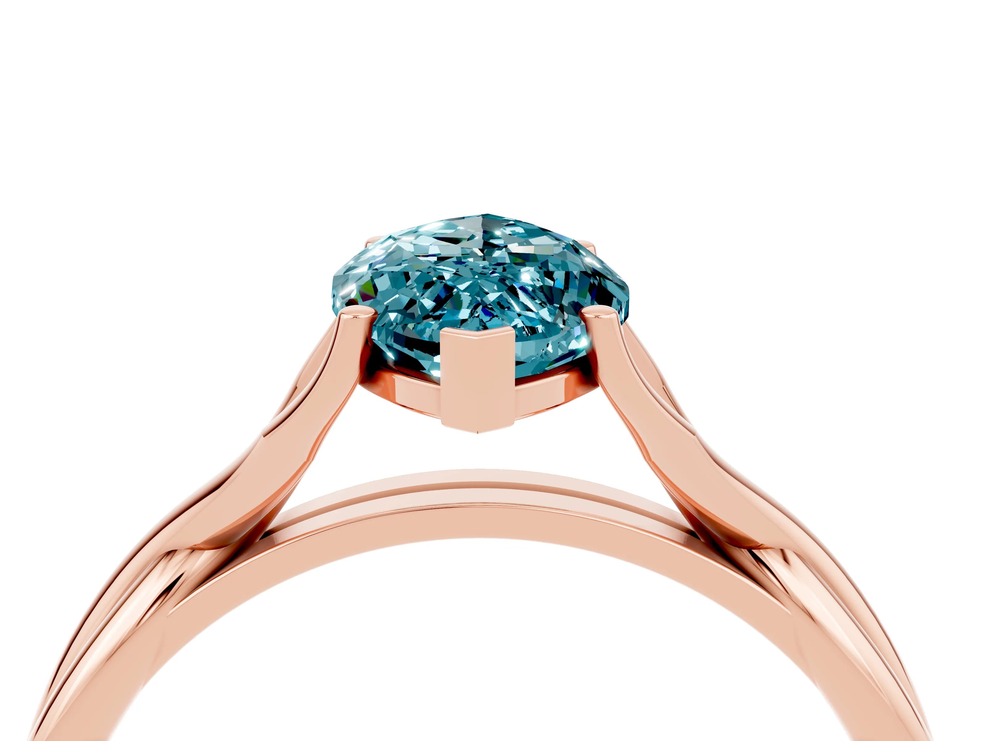 Rose gold Marquise Cut Blue Topaz Solitaire Twist Band Prong Setting Ring_64