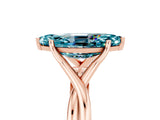 Rose gold Marquise Cut Blue Topaz Solitaire Twist Band Prong Setting Ring_65