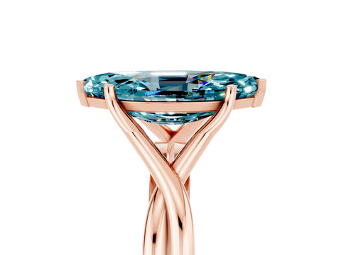 Rose gold Marquise Cut Blue Topaz Solitaire Twist Band Prong Setting Ring_65