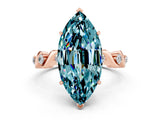 Rose gold Marquise Cut Blue Topaz Solitaire Twisted Band with Round  Accents and Prong Setting_12
