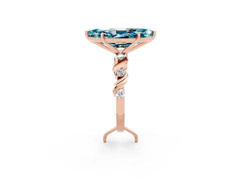 Rose gold Marquise Cut Blue Topaz Solitaire Twisted Band with Round  Accents and Prong Setting_14