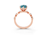 Rose gold Marquise Cut Blue Topaz Solitaire Twisted Band with Round  Accents and Prong Setting_15