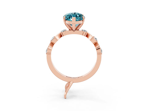 Rose gold Marquise Cut Blue Topaz Solitaire Twisted Band with Round  Accents and Prong Setting_15