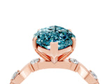 Rose gold Marquise Cut Blue Topaz Solitaire Twisted Band with Round  Accents and Prong Setting_16