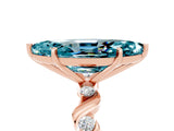 Rose gold Marquise Cut Blue Topaz Solitaire Twisted Band with Round  Accents and Prong Setting_17