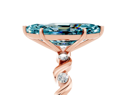 Rose gold Marquise Cut Blue Topaz Solitaire Twisted Band with Round  Accents and Prong Setting_17