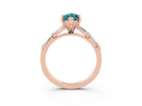 Rose gold Marquise Cut Blue Topaz Solitaire with Side Baguettes and Channel Set Band_3