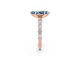 Rose gold Marquise Cut Blue Topaz Solitaire with Side Stones, Pave Band, Four-Prong Setting_38