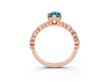 Rose gold Marquise Cut Blue Topaz Solitaire with Side Stones, Pave Band, Four-Prong Setting_39