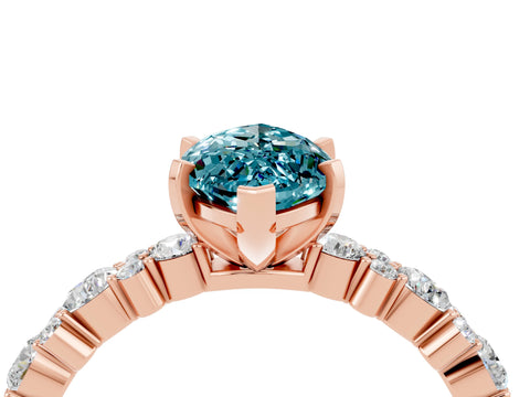 Rose gold Marquise Cut Blue Topaz Solitaire with Side Stones, Pave Band, Four-Prong Setting_40