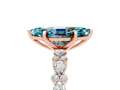 Rose gold Marquise Cut Blue Topaz Solitaire with Side Stones, Pave Band, Four-Prong Setting_41
