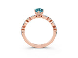 Rose gold Marquise Cut Blue Topaz Solitaire with Side Stones on a Pavé Band and Four-Prong Setting_3