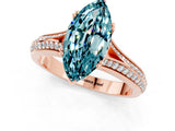 Rose gold Marquise Cut Blue Topaz Split Shank Engagement Ring with Pavé Band_1