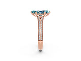 Rose gold Marquise Cut Blue Topaz Split Shank Engagement Ring with Pavé Band_2