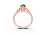 Rose gold Marquise Cut Blue Topaz Split Shank Engagement Ring with Pavé Band_3