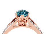 Rose gold Marquise Cut Blue Topaz Split Shank Engagement Ring with Pavé Band_4