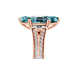 Rose gold Marquise Cut Blue Topaz Split Shank Engagement Ring with Pavé Band_5