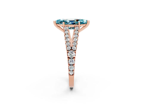 Rose gold Marquise Cut Blue Topaz Split Shank Pavé Engagement Ring with Four-Prong Setting_14
