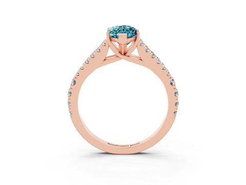 Rose gold Marquise Cut Blue Topaz Split Shank Pavé Engagement Ring with Four-Prong Setting_15
