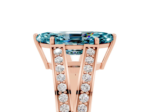 Rose gold Marquise Cut Blue Topaz Split Shank Ring with Pavé Band and Four-Prong Setting_5