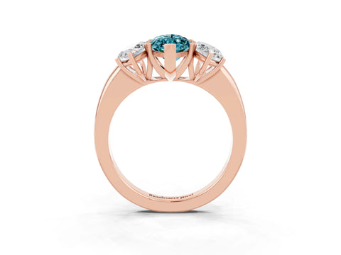 Rose gold Marquise Cut Blue Topaz Three-Stone Ring with Four-Prong Setting and Classic Band_3