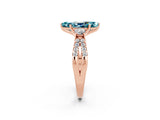 Rose gold Marquise Cut Blue Topaz Three-Stone Ring with Pavé Split Shank and Four-Prong Setting_14
