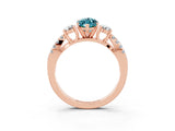 Rose gold Marquise Cut Blue Topaz Three-Stone Ring with Pavé Split Shank and Four-Prong Setting_15