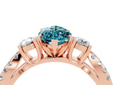 Rose gold Marquise Cut Blue Topaz Three-Stone Ring with Pavé Split Shank and Four-Prong Setting_16