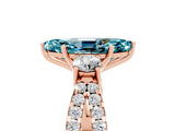 Rose gold Marquise Cut Blue Topaz Three-Stone Ring with Pavé Split Shank and Four-Prong Setting_17