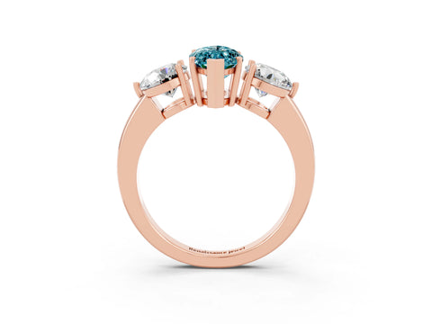 Rose gold Marquise Cut Blue Topaz Three-Stone Ring with Prong Setting and Classic Band_3