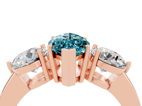Rose gold Marquise Cut Blue Topaz Three-Stone Ring with Prong Setting and Classic Band_4