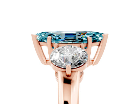 Rose gold Marquise Cut Blue Topaz Three-Stone Ring with Prong Setting and Classic Band_5