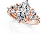 Rose gold Marquise Cut Brilliant Diamond Cluster Accent Solitaire Ring with Prong Setting_16
