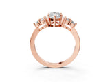 Rose gold Marquise Cut Brilliant Diamond Cluster Accent Solitaire Ring with Prong Setting_18