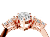 Rose gold Marquise Cut Brilliant Diamond Cluster Accent Solitaire Ring with Prong Setting_19