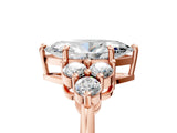 Rose gold Marquise Cut Brilliant Diamond Cluster Accent Solitaire Ring with Prong Setting_20