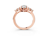 Rose gold Marquise Cut Brilliant Diamond Cluster Accent Solitaire Ring with Prong Setting_6
