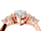 Rose gold Marquise Cut Brilliant Diamond Cluster Accent Solitaire Ring with Prong Setting_7
